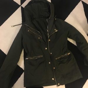 Green Topshop quilted hood utility jacket