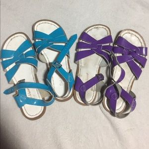 2 pair shiny saltwater sandals
