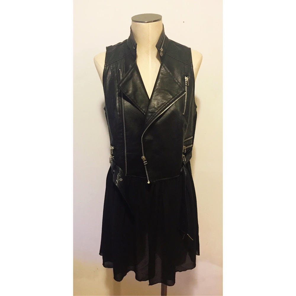 Leather Vest with Sheer Bottom and Back