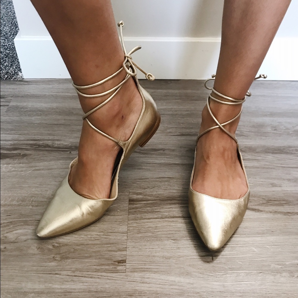 Gold lace-up Flats size 40 US 9.5