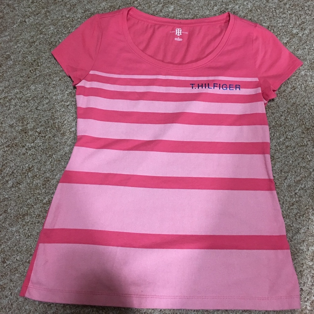 Pink striped Tommy Hilfiger figure top