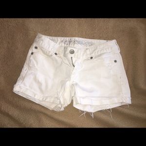 EXPRESS Distressed White jean shorts