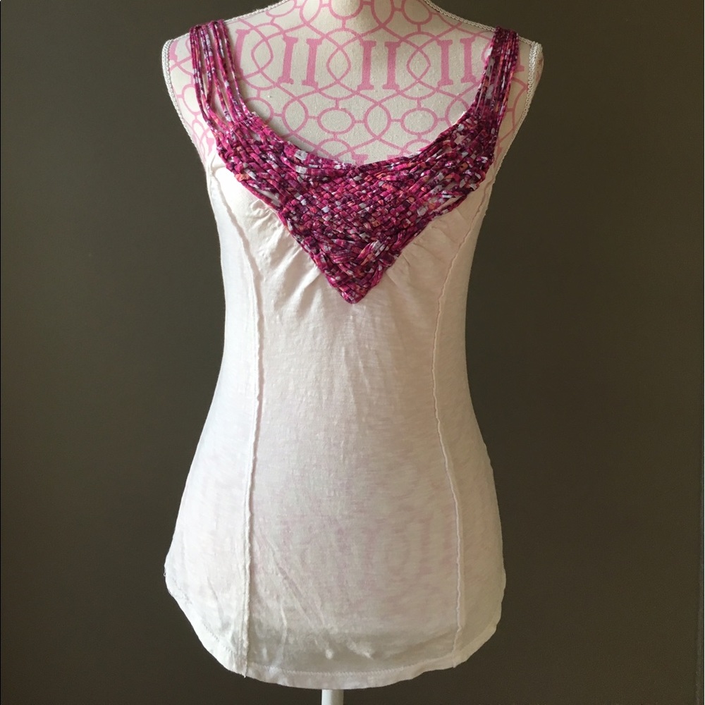 Free People cotton tank with pink straps