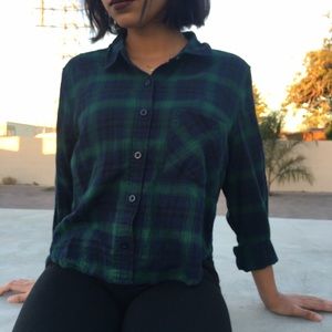 Green Cropped Flannel