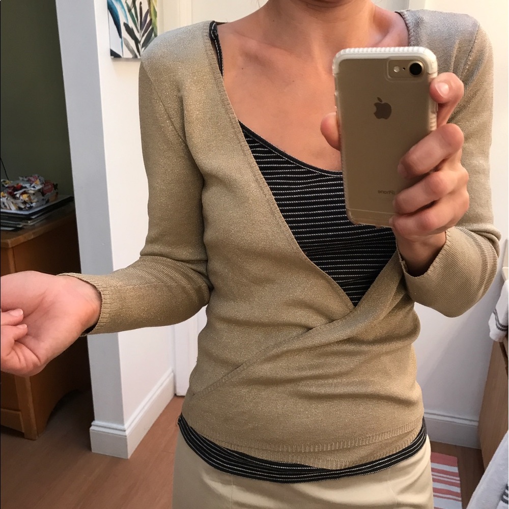 Cache small gold sweater cardigan - sexy!