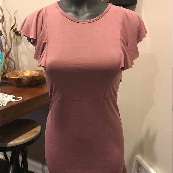 Mauve Ruffle Mini Short Sleeve Dress By Top Chic - Picture 3 of 4