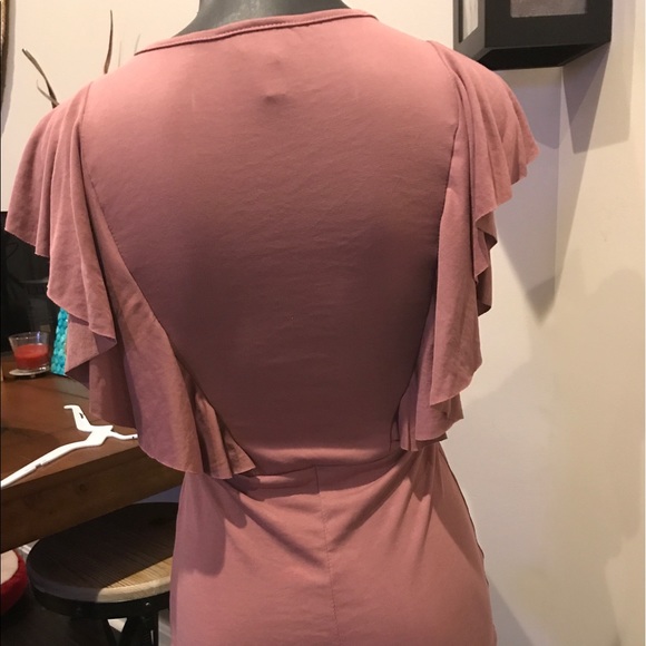 Mauve Ruffle Mini Short Sleeve Dress By Top Chic - Picture 4 of 4