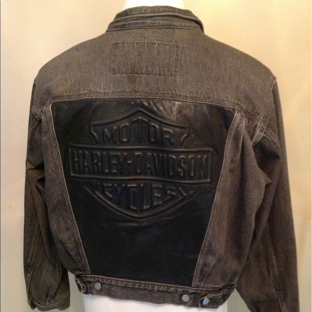 Harley Davidson Men's Denim & Leather Jacket - Picture 1 of 6