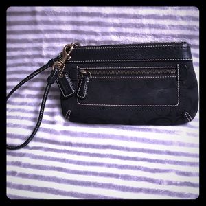 Coach black signature print wristlet