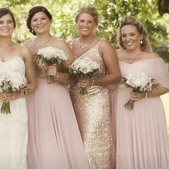 SOLD Alfred Angelo Rose Gold Sequin Formal Dress - Picture 2 of 8