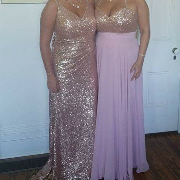 SOLD Alfred Angelo Rose Gold Sequin Formal Dress - Picture 5 of 8