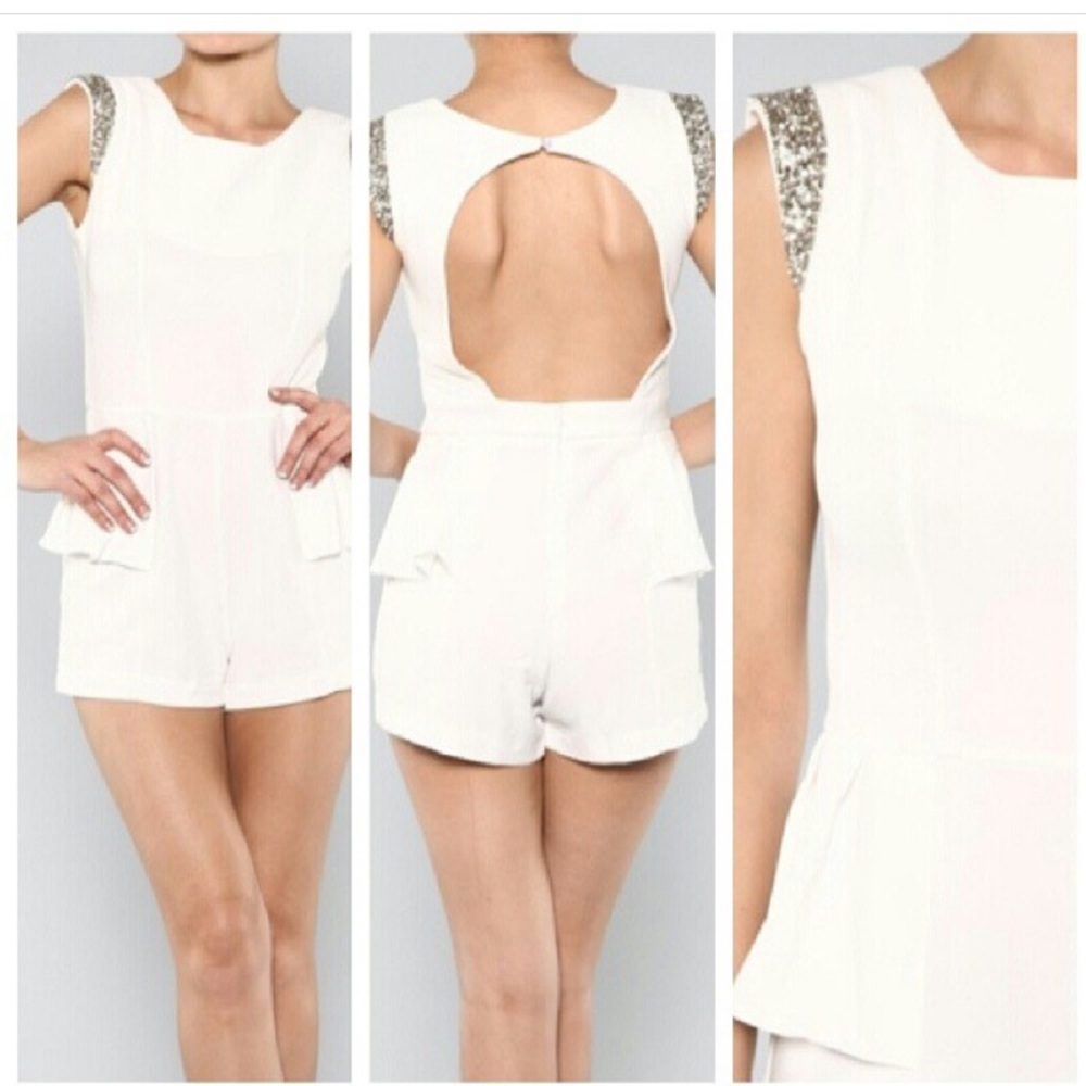 Romper with cutout and embellishments