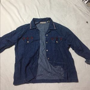 floral detail denim shirt