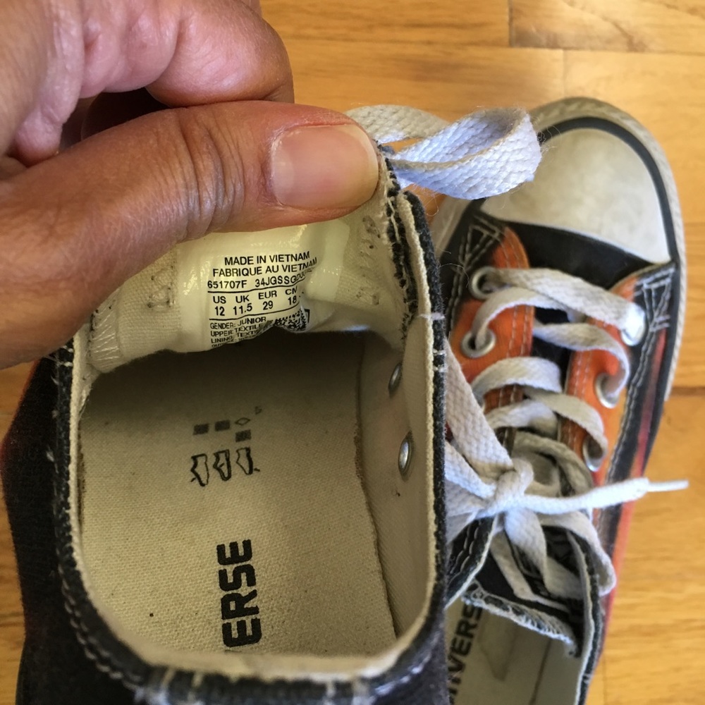 Kids, size 12, Converse fire sneakers - Picture 5 of 6