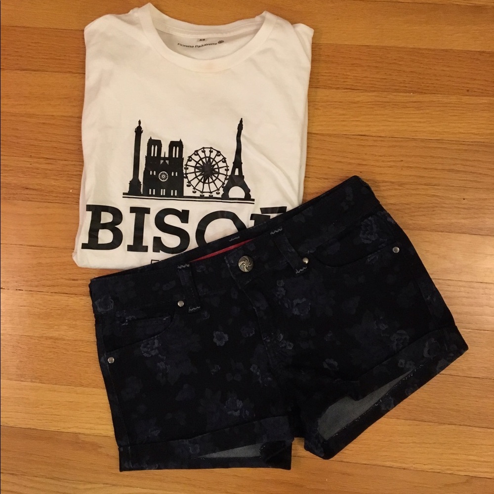 Navy floral shorts