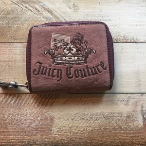 Juicy couture wallet small zip around pink velour