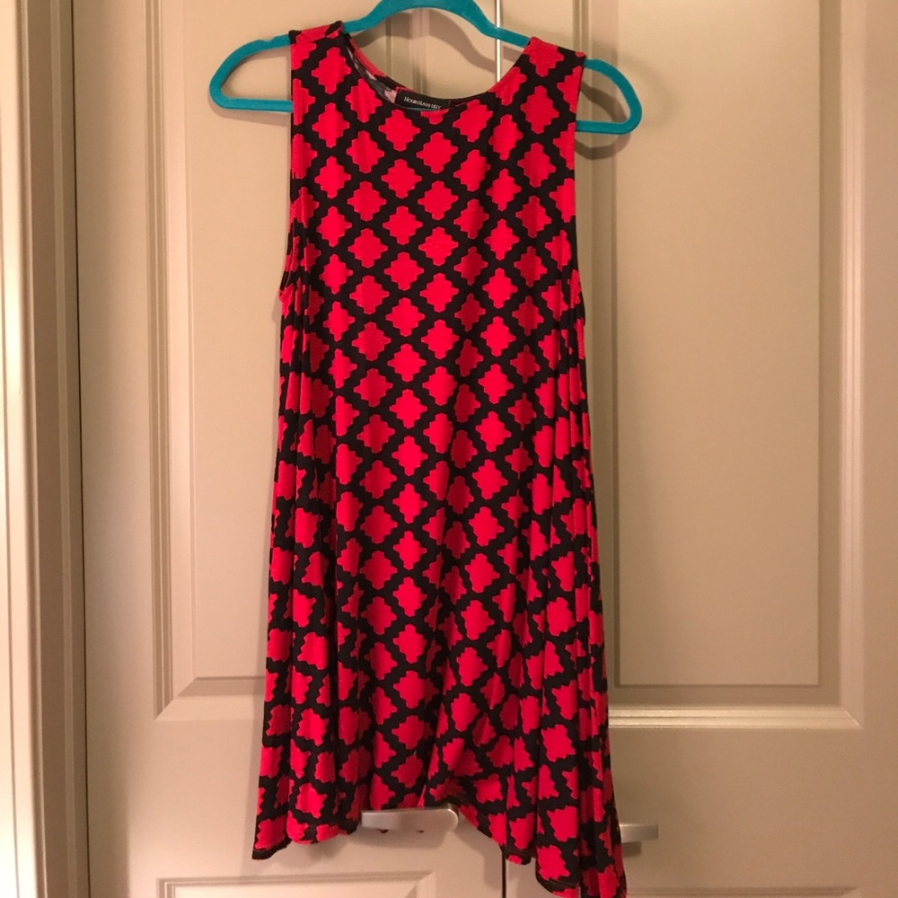 Red and black mini dress