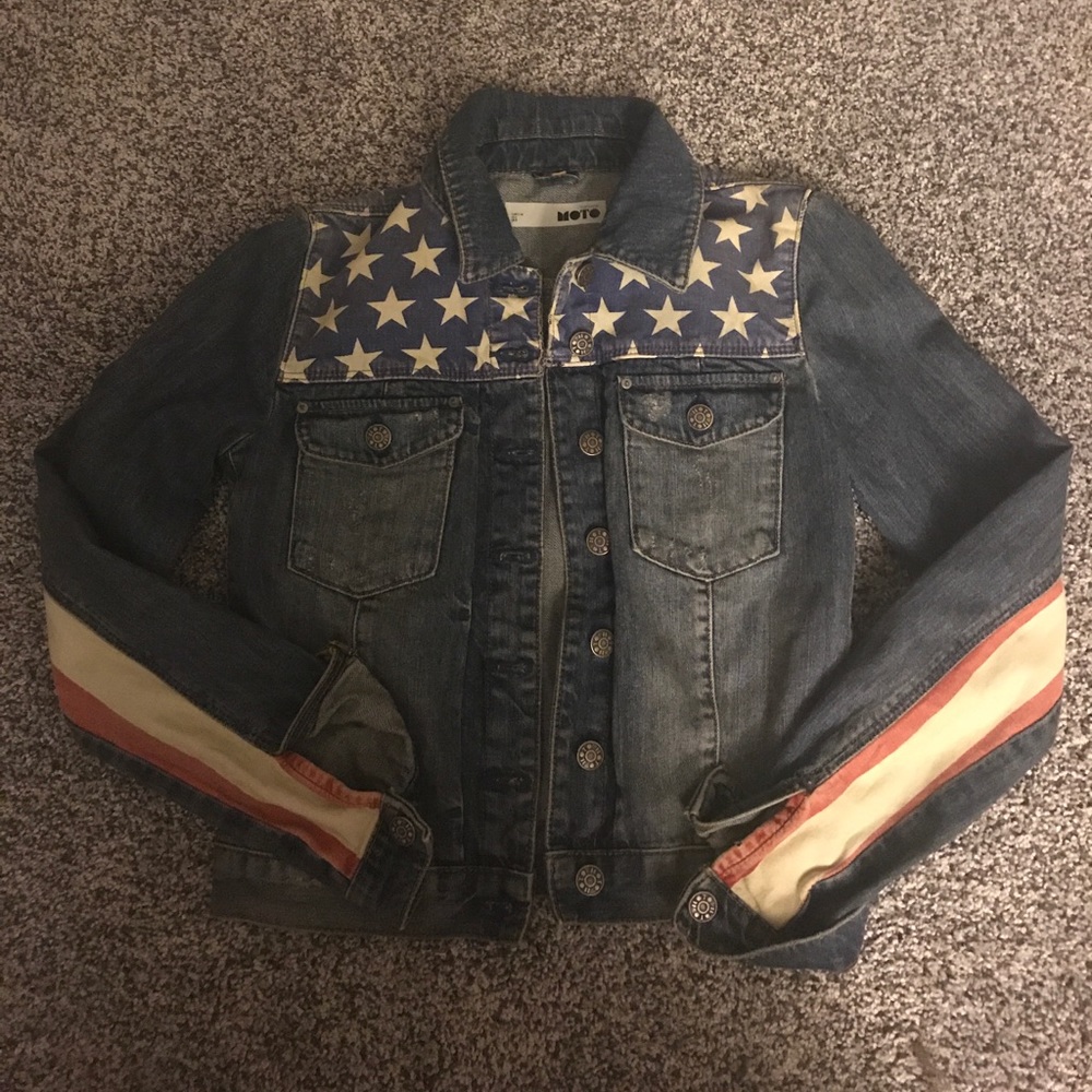 TopShop Moto Collection - Flag Denim Jacket 🇱🇷