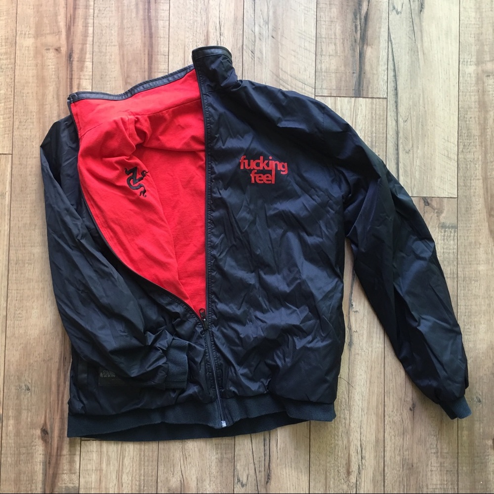 Black Red reversible water resistant  jacket