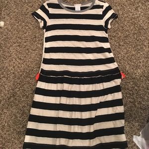 striped crewcut dress with orange tassels