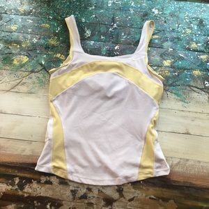 Nike Fit dri tank top shelf bra white and yellow