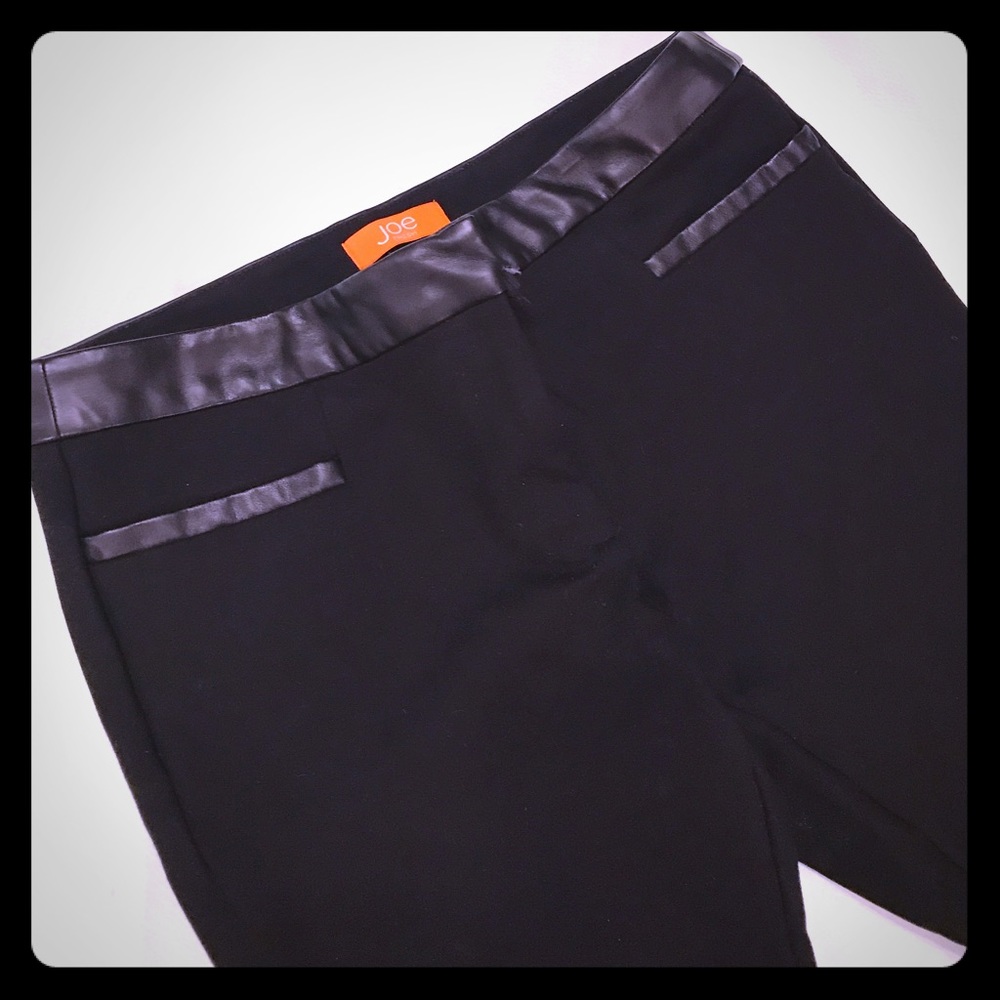 Joe Fresh faux leather trim black cigarette pants