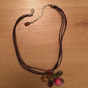 Swarovski crystal flower pendant choker necklace