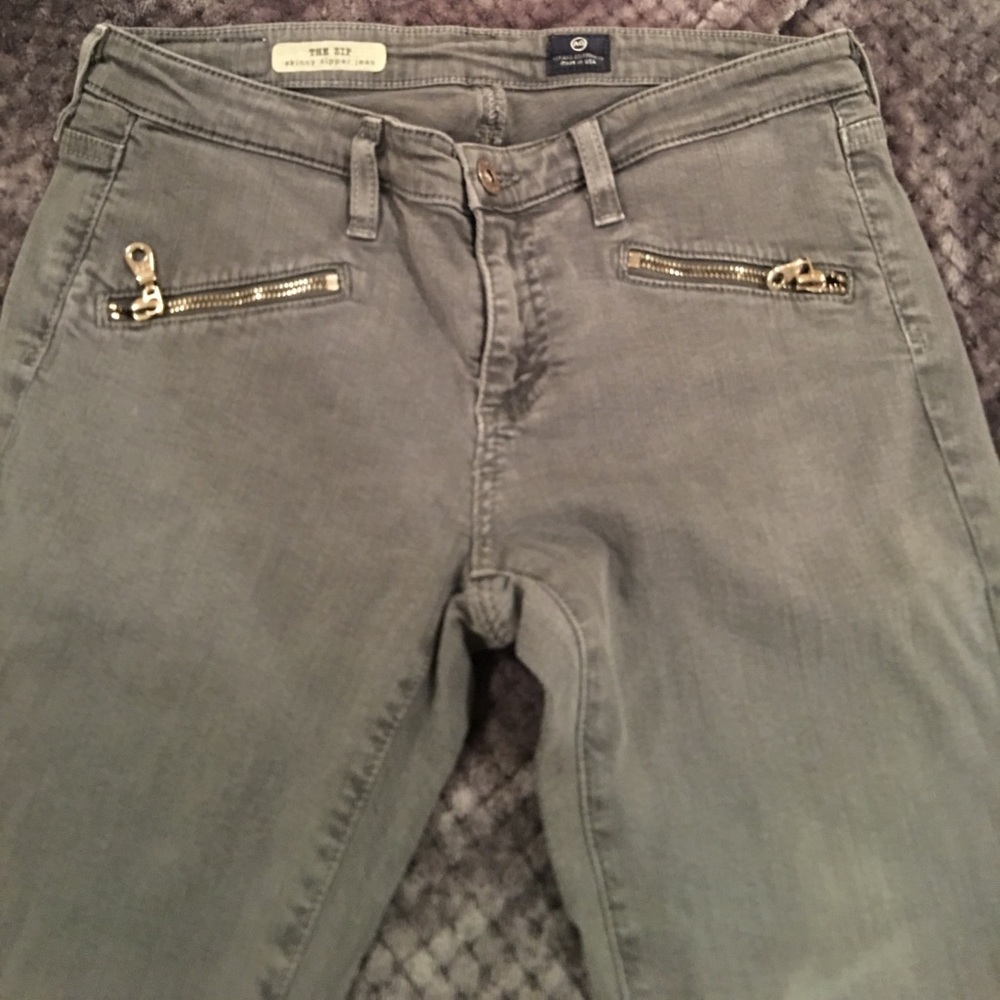 AG grey skinny zip zipper jeans sz 28 super comfy