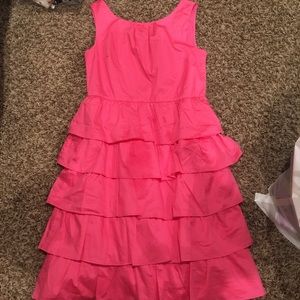 hot pink ruffled formal dress