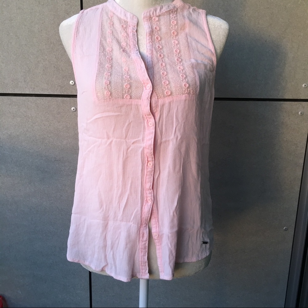 NWOT abercrombie pink lace tank top