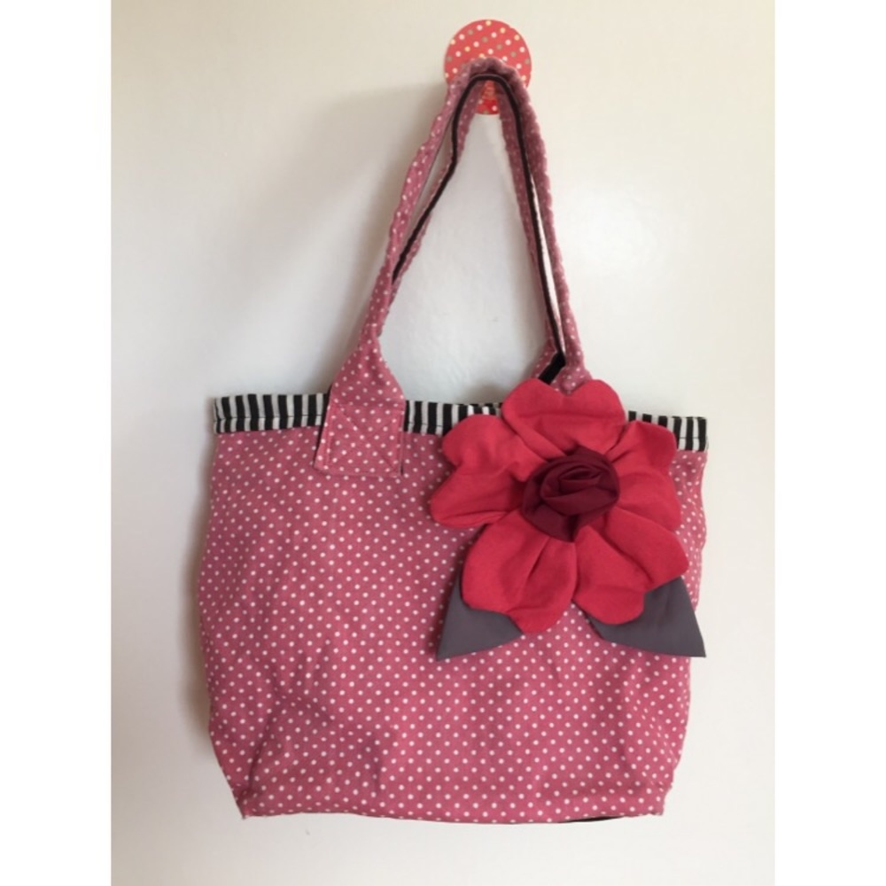 Flower Handmade Canvas Beach Tote Cotton