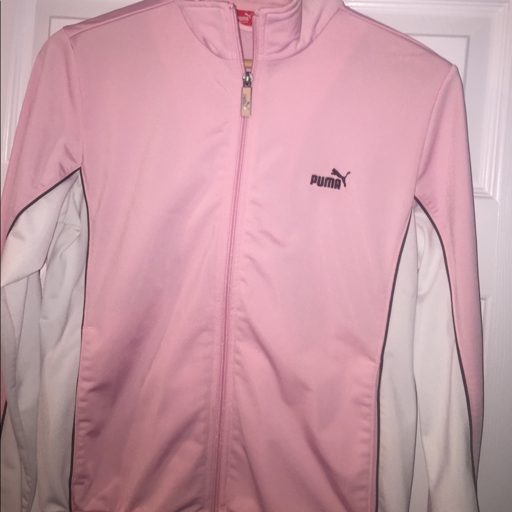 PUMA Track Jacket Baby Pink-white & brown lining