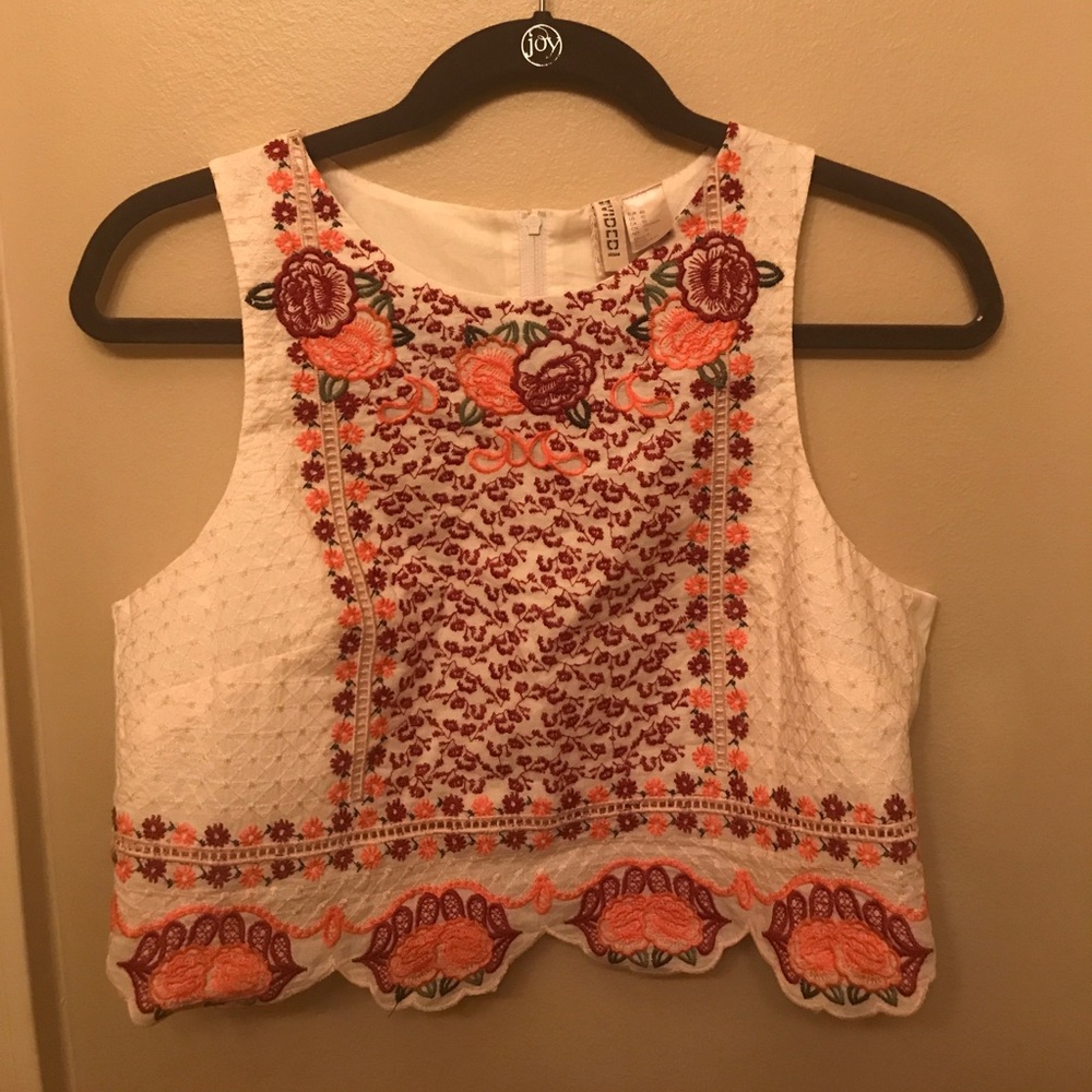 cropped embroidered top