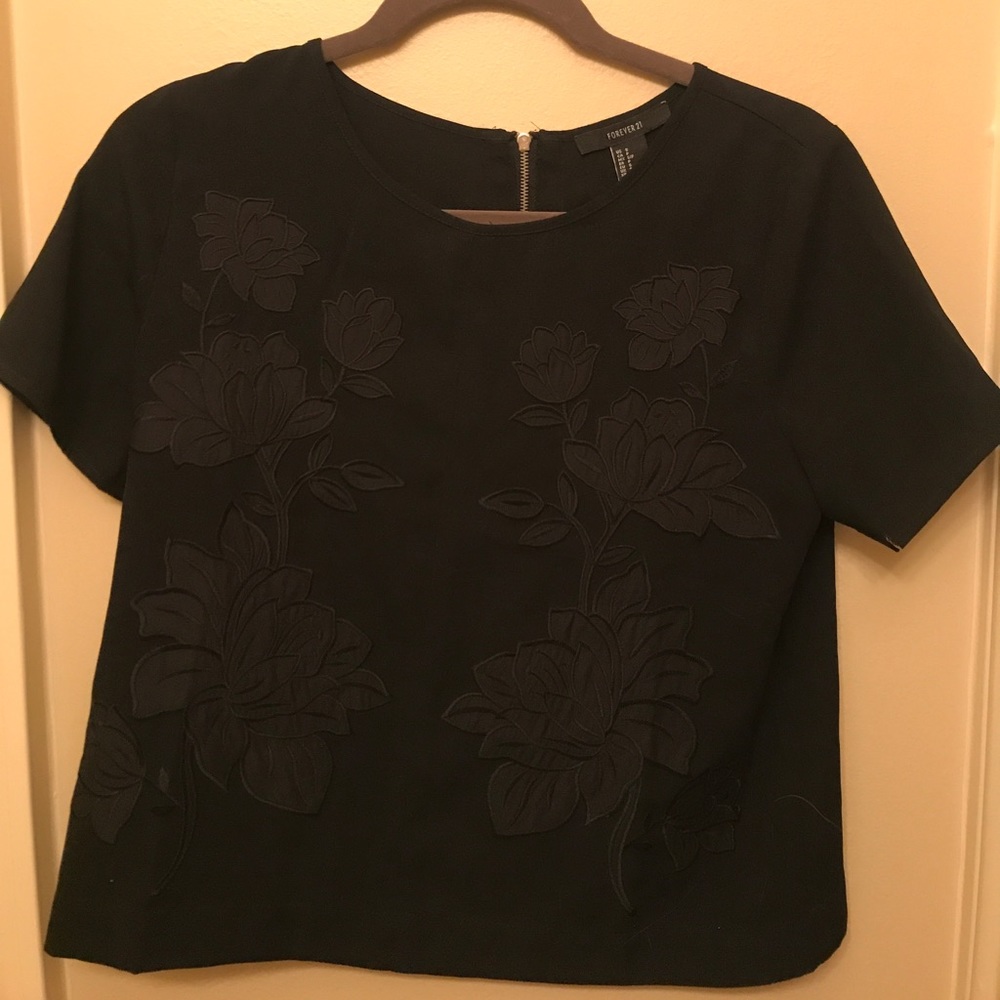 Black embroidered top