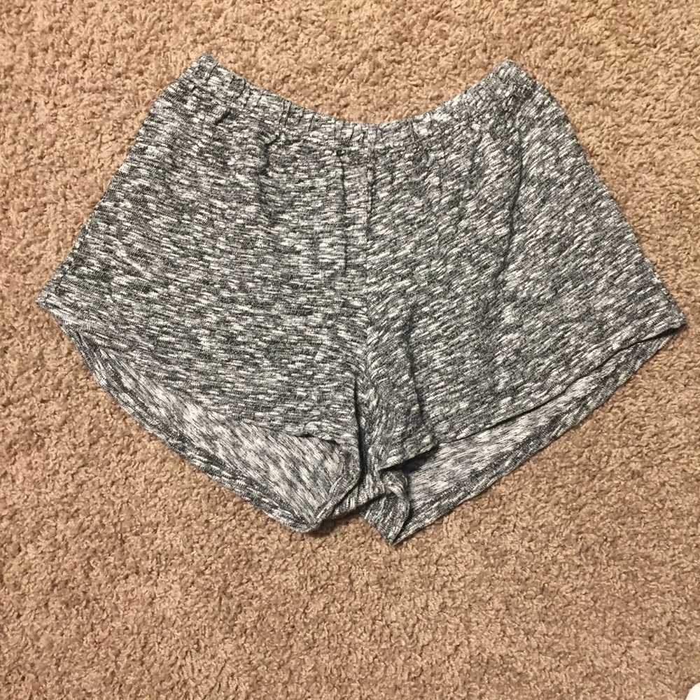 gray and white lounge shorts