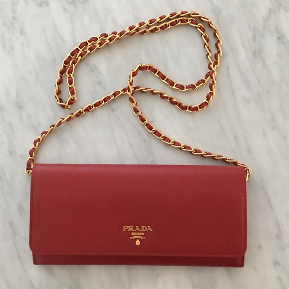 Prada Handbags - PRADA chain wallet with cross body strap