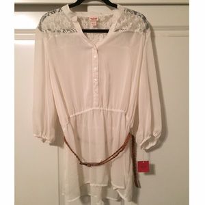 *NWT CREAM Colored Semi Sheer Boho Blouse