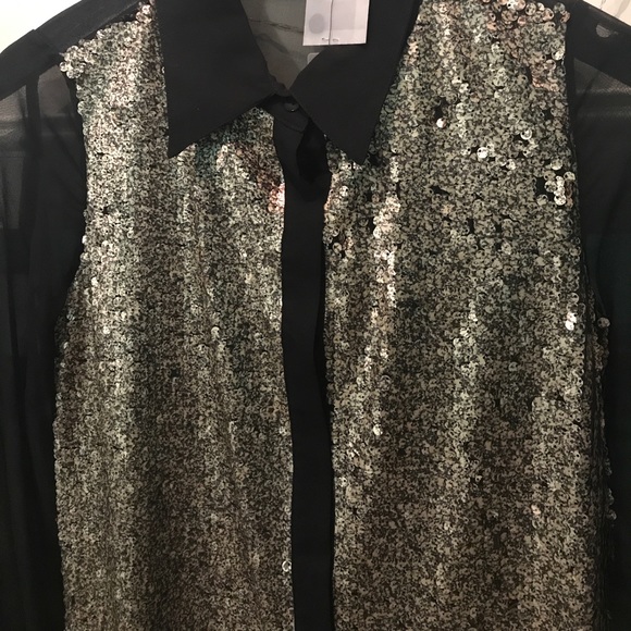 🇺🇸 Designer sequins blouse by Aryn K - Picture 2 of 5