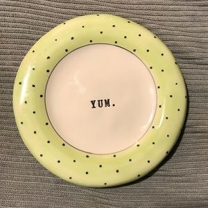 Rae Dunn Green Polka Dot Plate Yum