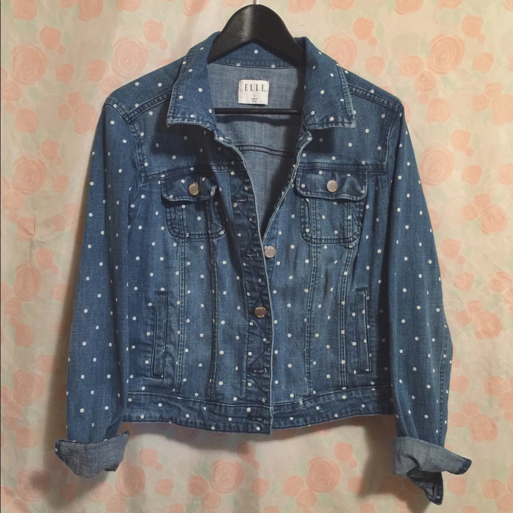 Polka dot denim jacket