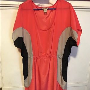 Orange, black, grey short dress