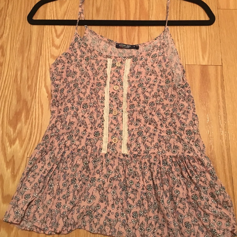 Pink floral tank top
