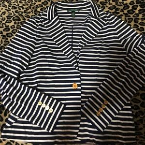 Size M Ralph Lauren Navy Blue/White Striped blazer