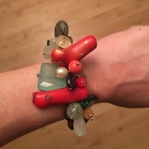 Rock stone and bead bracelet