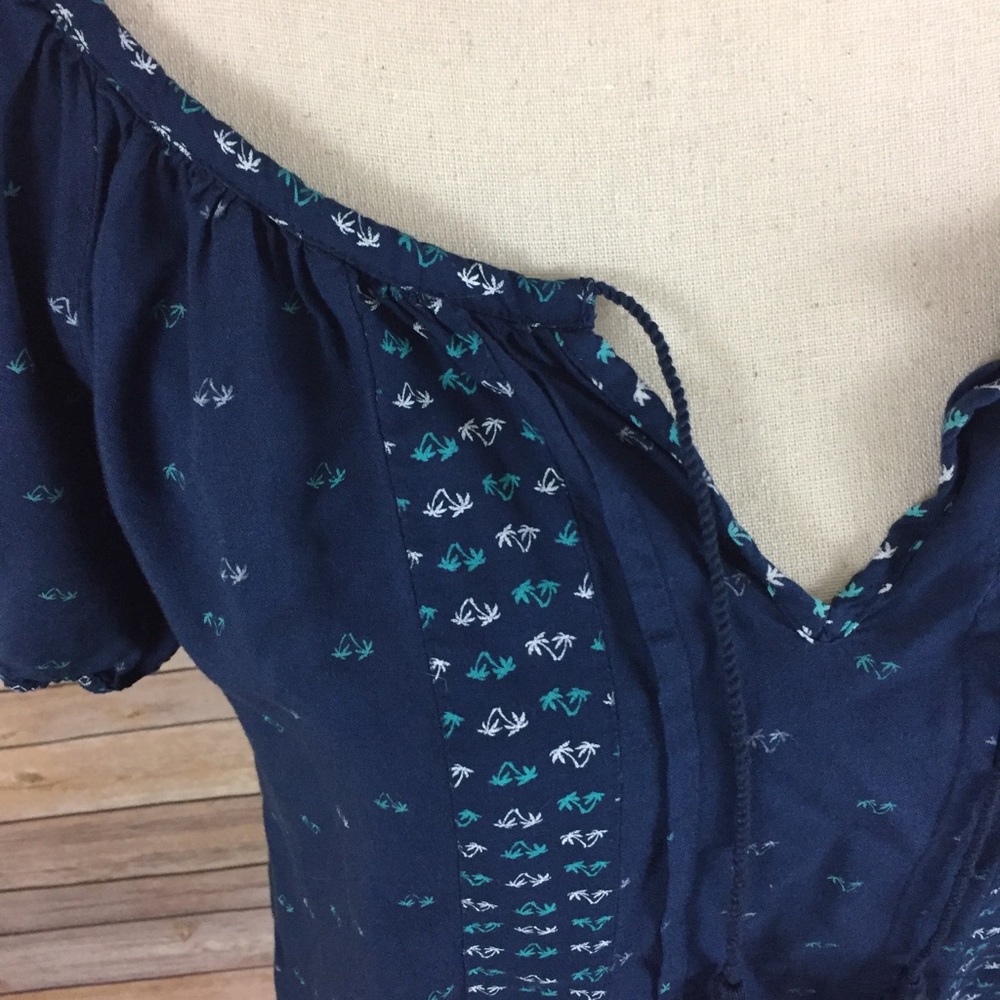 Hollister High Low Tunic Navy Pam Tree Top Small - Picture 2 of 6