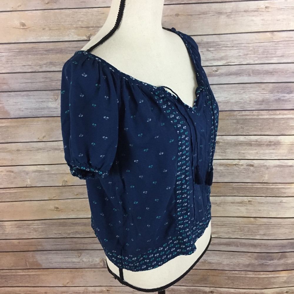 Hollister High Low Tunic Navy Pam Tree Top Small - Picture 3 of 6