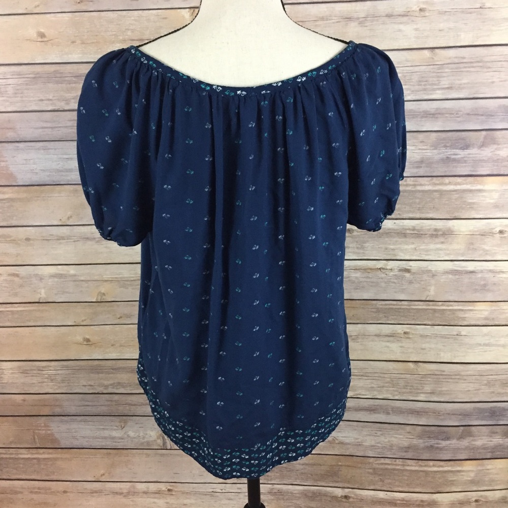 Hollister High Low Tunic Navy Pam Tree Top Small - Picture 4 of 6