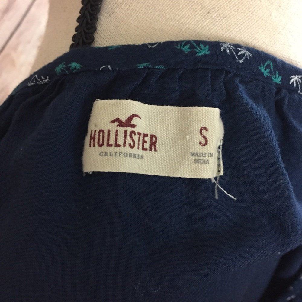 Hollister High Low Tunic Navy Pam Tree Top Small - Picture 5 of 6