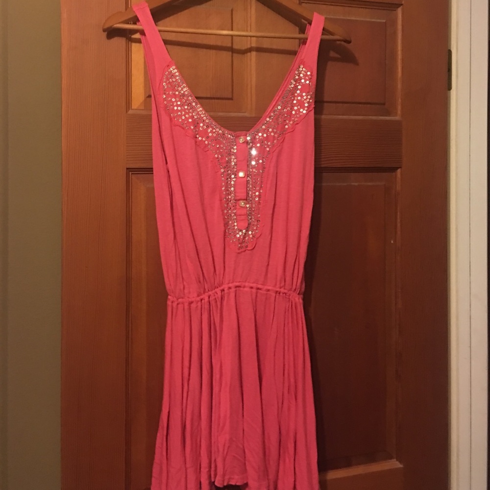 Free people pink tunic silver sequins