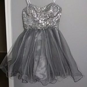 Silver strapless dress